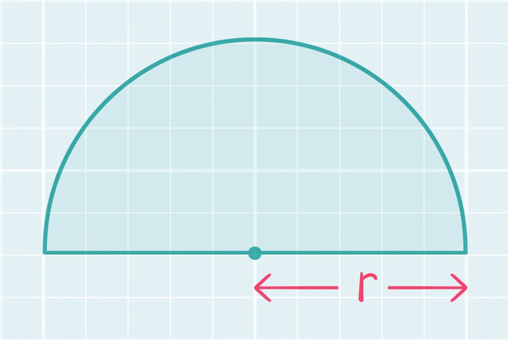 semi circle with radius indicated along the diameter
